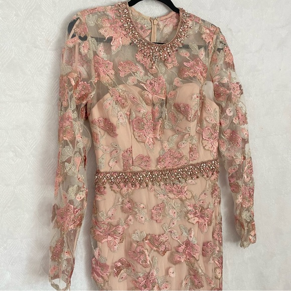 Mac Duggal NWT Floral Embroidered Illusion Long Sleeve Trumpet Gown 79281 Sz 8 - Picture 6 of 16